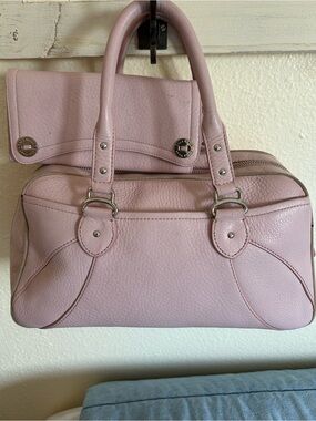 VTG Cole Haan Village Pink Leather Satchel Purse & Flap Wallet Set